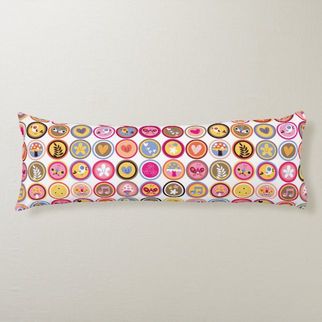 cute flowers, birds, hearts pattern body cushion (Front)