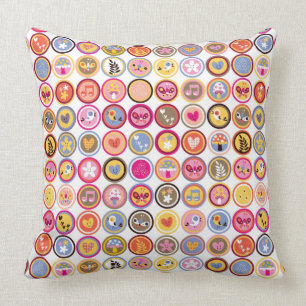 cute flowers, birds, hearts pattern cushion