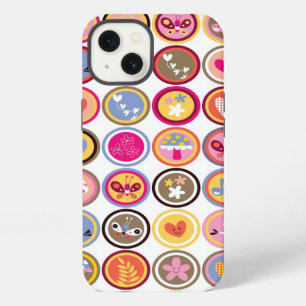 cute flowers, birds, hearts pattern iPhone 13 case