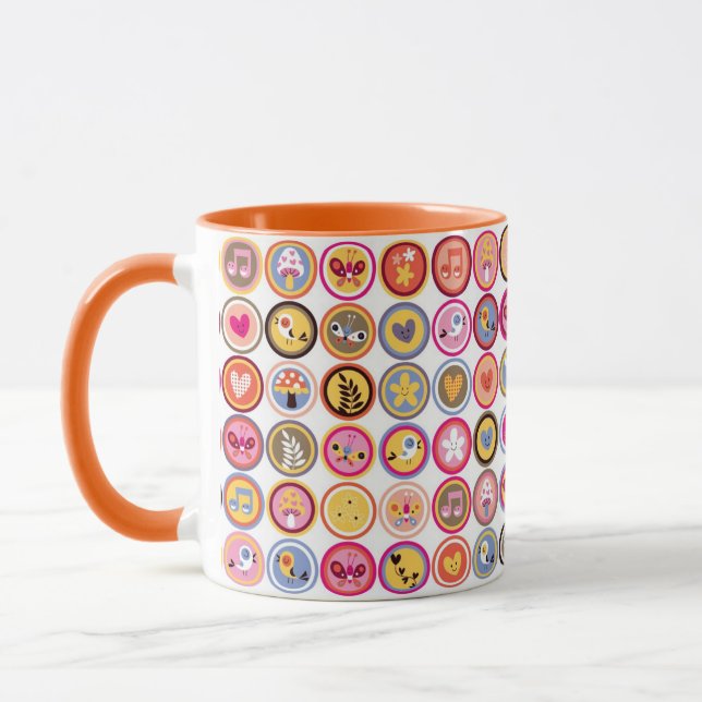 cute flowers, birds, hearts pattern mug (Left)