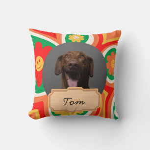 Cute Flowers christmas holiday Custom Dog Photo Cushion