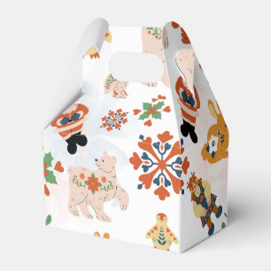 Cute Flowers Christmas Pattern with Santa Favour Box