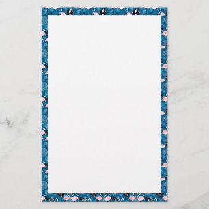 Cute flowers flamingos pattern stationery