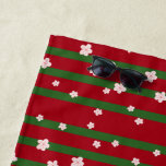 Cute Flowers Floral on Solid Green Red Christmas B Beach Towel<br><div class="desc">Cute Flowers Floral on Solid Green Red Christmas Background</div>