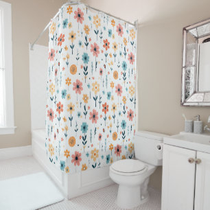 Cute Flowers Floral Pattern Shower Curtain