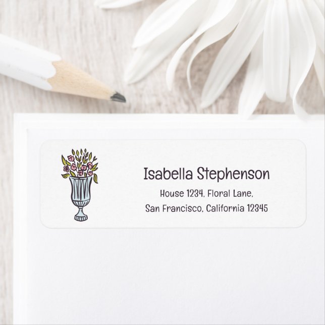Cute Flowers Hand Drawn Doodle Return Address (Insitu)