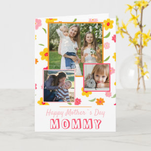 Cute Flowers Happy Mother`s Day 3 Photo Card