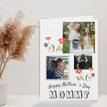 Cute Flowers Happy Mother`s Day 3 Photo Card<br><div class="desc">Cute Flowers Happy Mother`s Day 3 Photo Card. Cute flowers. Personalise with 3 photos and your message inside. You can change mummy to mum,  mama, ...  This custom and personalised card is perfect for mother.</div>