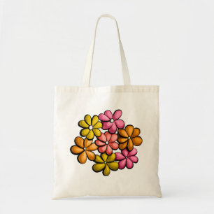 Cute Flowers Kids Colourful Ink Drawing Tote Bag
