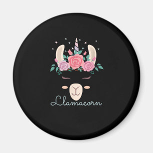Cute Flowers Lamacorn Llama Unicorn Kawaii Flowers Magnet
