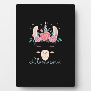 Cute Flowers Lamacorn Llama Unicorn Kawaii Flowers Plaque