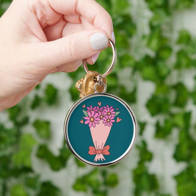 Cute flowers love drawing key ring (Hand)