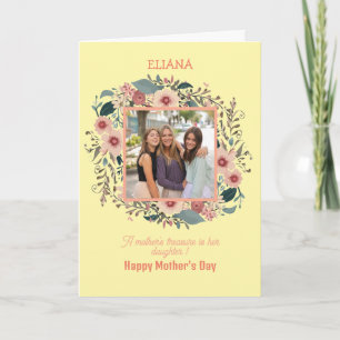 Cute Flowers Mum Daughter Quote Mother's day Photo Card