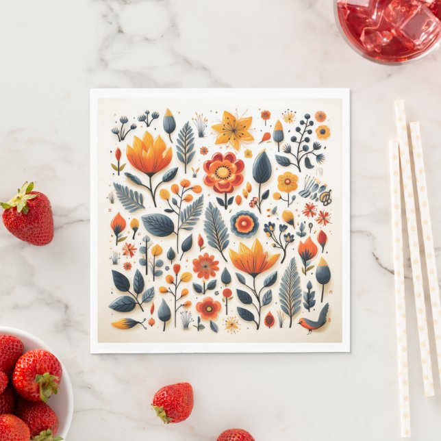Cute flowers paper napkins (Insitu)