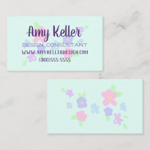 Cute Flowers Pastel Business Card