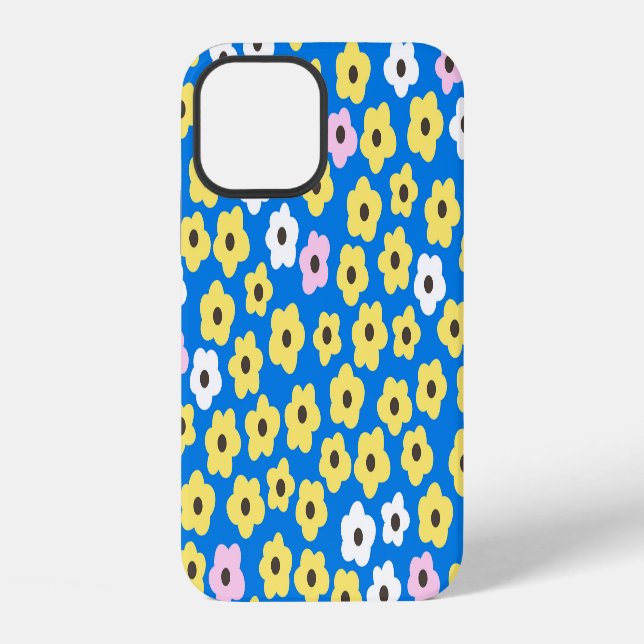 Cute flowers: seamless cartoon pattern. iPhone case (Back)