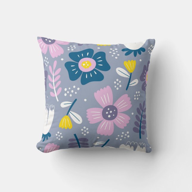 Cute Flowers Spring Floral Botanical Colourful Cushion (Front)