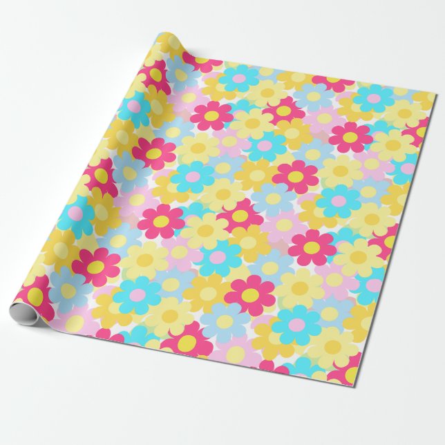Cute Flowers Wrapping Paper (Unrolled)