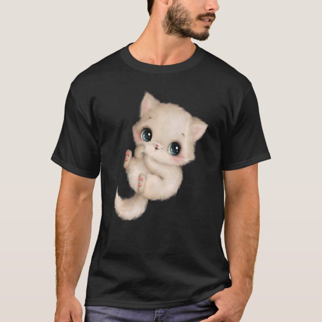 Cute Fluffy Adorable Cat Pet T-Shirt (Front)