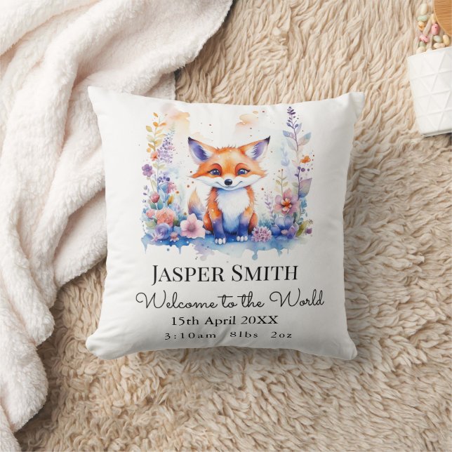 CUTE FLUFFY BABY FOX NURSERY ART PERSONALIZED CUSHION (Blanket)