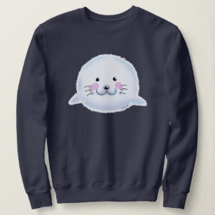Cute Fluffy Baby Seal Illustration Sweatshirt