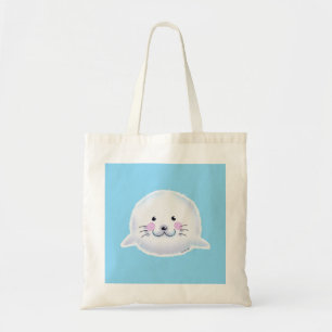 Cute Fluffy Baby Seal Illustration Tote Bag