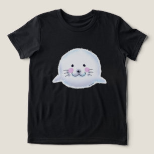 Cute Fluffy Baby Seal Illustration Tri-Blend Shirt