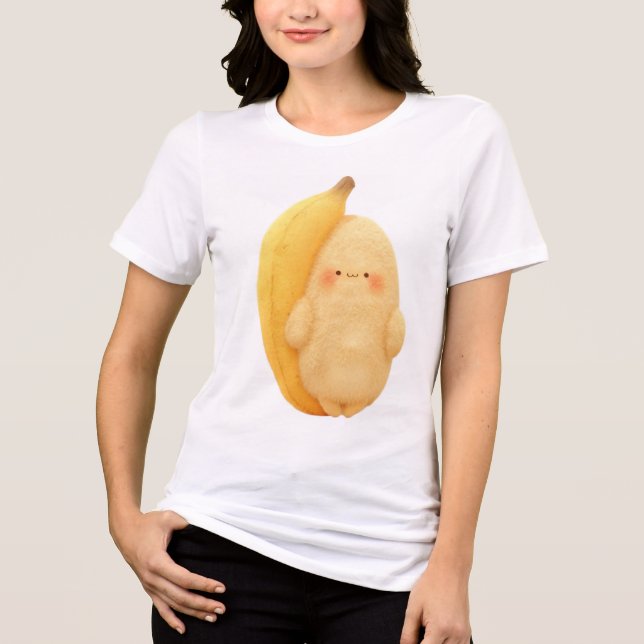 Cute Fluffy Banana Sprite with Rosy Cheeks Women's Tri-Blend Shirt (Front)