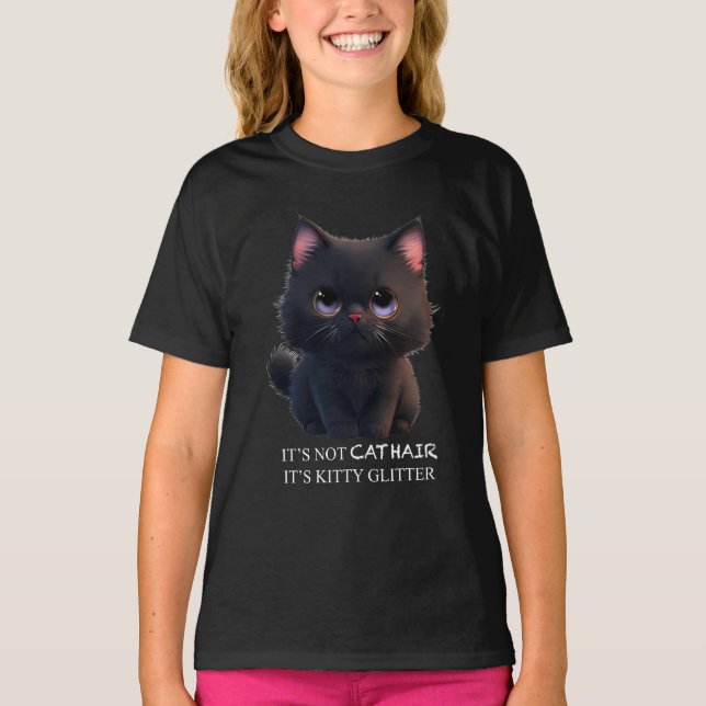 Cute fluffy black cat T-Shirt (Front)