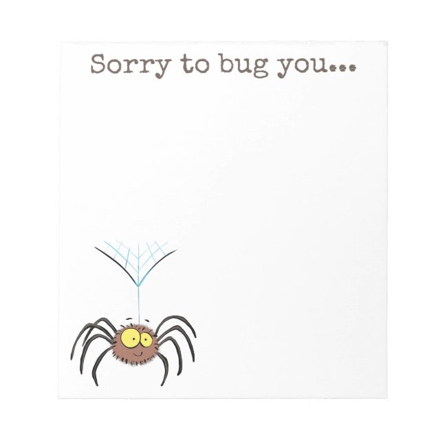 Cute fluffy brown spider cartoon illustration notepad (Front)