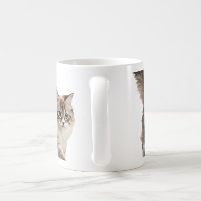 cute fluffy cat coffee mug (Handle)