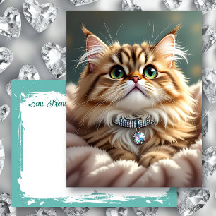 Cute Fluffy Cat   Keeping in Touch Postcard