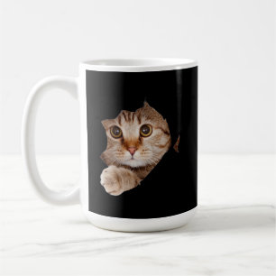 Cute Fluffy Cat Peeking Custom Coffee Mug
