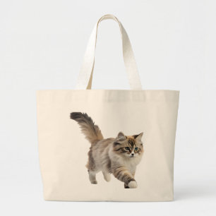 Cute fluffy cat tote bag