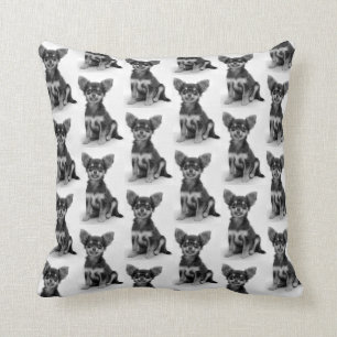 Cute Fluffy Chihuahua Puppy Pattern Cushion