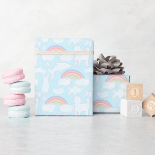 Cute Fluffy Clouds Animal Shaped and Rainbows Wrapping Paper
