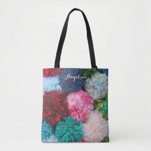 Cute Fluffy coloured wool Knitting Tote Bag
