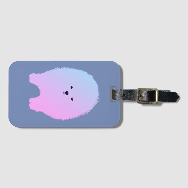 Cute Fluffy Dog  Card Slot Luggage Tag (Front Horizontal)