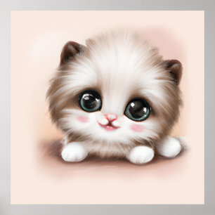Cute Fluffy Furr Ball Kitten Poster