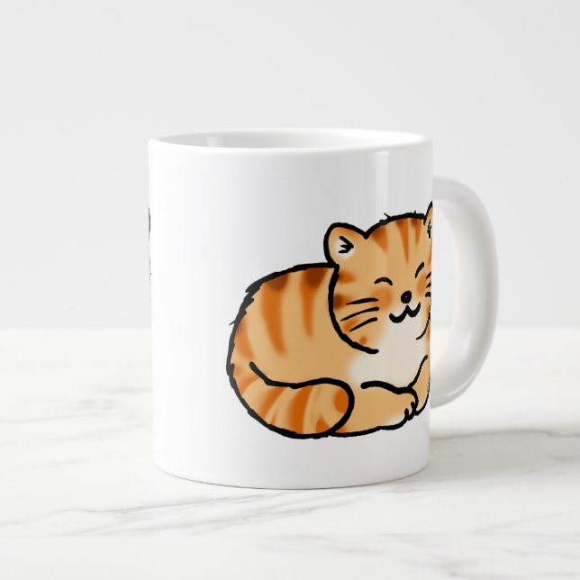 cute fluffy ginger and white cat large coffee mug (Front Right)