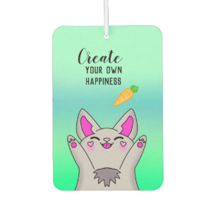Cute Fluffy Happy Bunny Positive Vibe Sweet Car Air Freshener