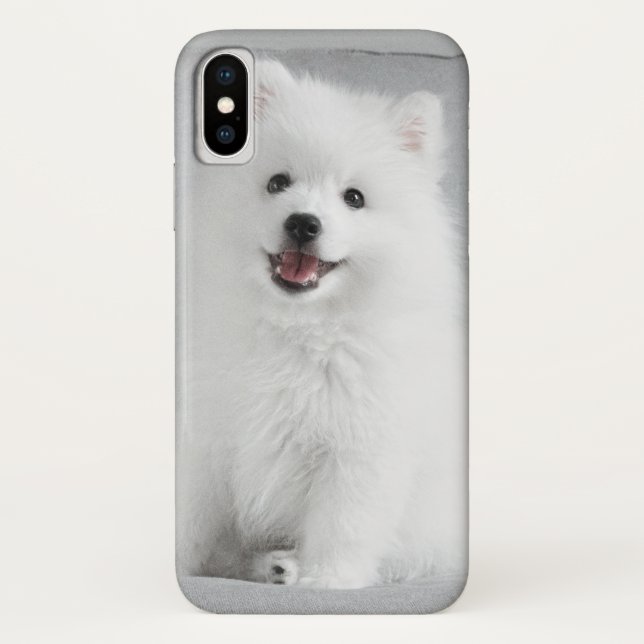 Cute Fluffy Japanese Spitz Puppy Case-Mate iPhone Case (Back)