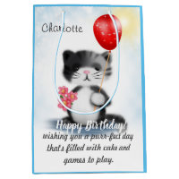 Cute Fluffy Kitten Art Happy Birthday Poem