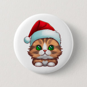 Cute Fluffy Munchkin Christmas Cat Classic T-Shirt 6 Cm Round Badge