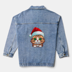 Cute Fluffy Munchkin Christmas Cat Classic T-Shirt Denim Jacket