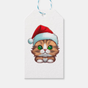 Cute Fluffy Munchkin Christmas Cat Classic T-Shirt Gift Tags