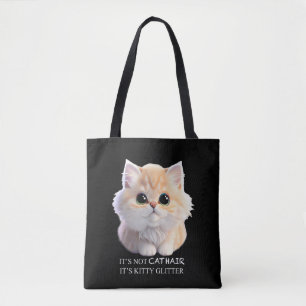 Cute fluffy orange and white kitten cat tote bag