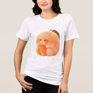 Cute Fluffy Peach Sprite Cradling Tiny Peach Women Tri-Blend Shirt