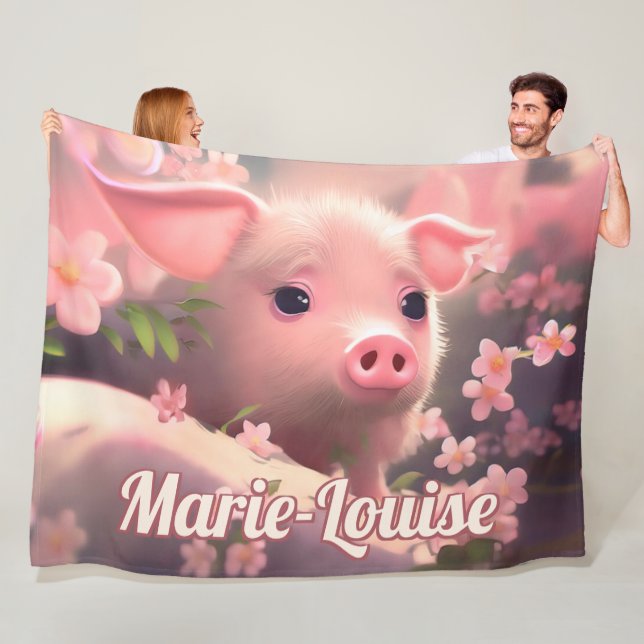 Cute Fluffy Pig Fleece Blanket (In Situ)