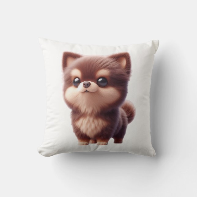 Cute Fluffy Puppy � Adorable Dog Design Cushion (Front)